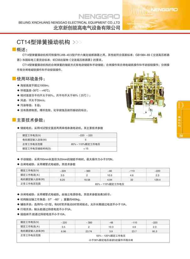CT14型弹簧操动机构(图文)